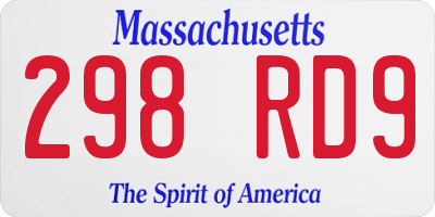 MA license plate 298RD9