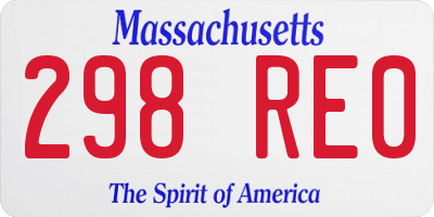 MA license plate 298RE0
