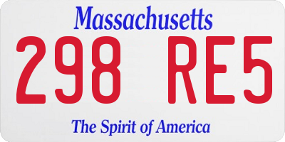MA license plate 298RE5