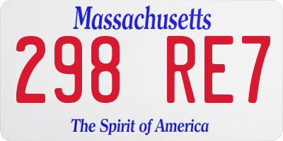 MA license plate 298RE7