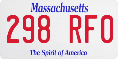 MA license plate 298RF0