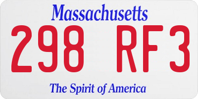 MA license plate 298RF3
