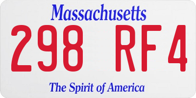 MA license plate 298RF4