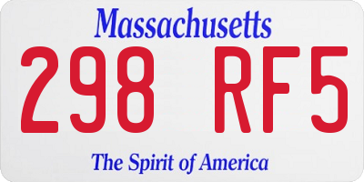 MA license plate 298RF5