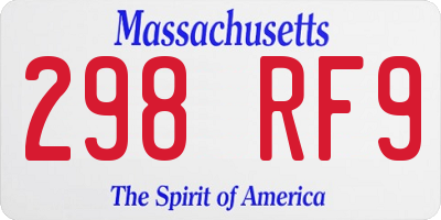 MA license plate 298RF9