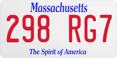 MA license plate 298RG7