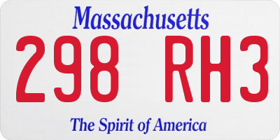 MA license plate 298RH3