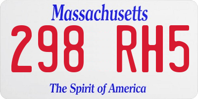 MA license plate 298RH5