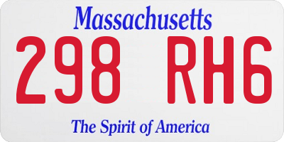 MA license plate 298RH6