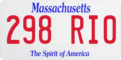 MA license plate 298RI0