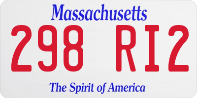 MA license plate 298RI2