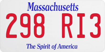 MA license plate 298RI3