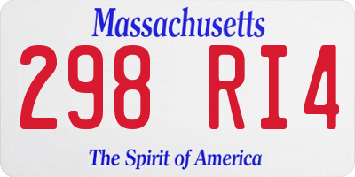 MA license plate 298RI4