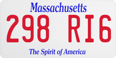 MA license plate 298RI6