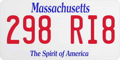 MA license plate 298RI8