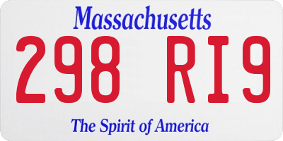 MA license plate 298RI9