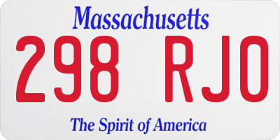 MA license plate 298RJ0