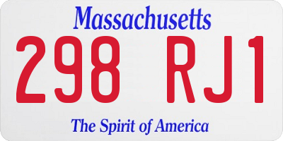 MA license plate 298RJ1