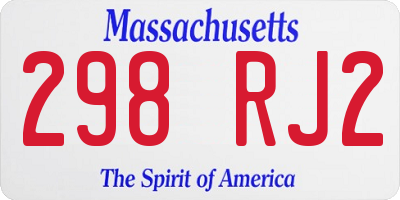 MA license plate 298RJ2