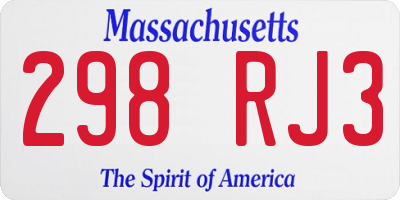 MA license plate 298RJ3