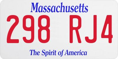 MA license plate 298RJ4