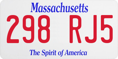 MA license plate 298RJ5