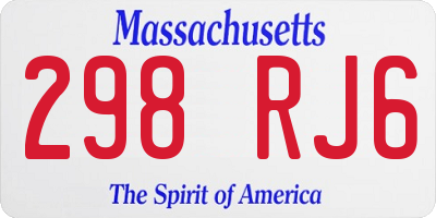MA license plate 298RJ6