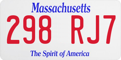 MA license plate 298RJ7