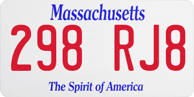 MA license plate 298RJ8