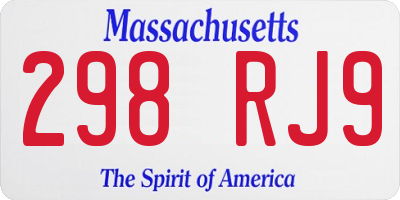 MA license plate 298RJ9