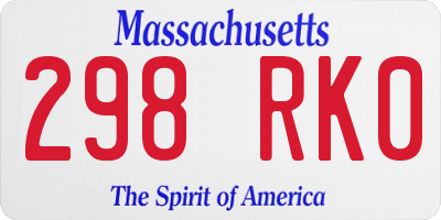 MA license plate 298RK0