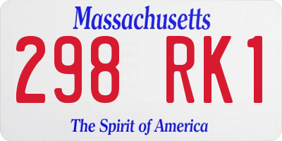 MA license plate 298RK1