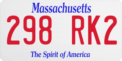 MA license plate 298RK2