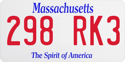 MA license plate 298RK3