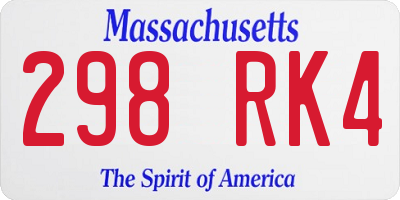 MA license plate 298RK4