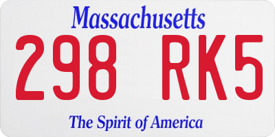 MA license plate 298RK5