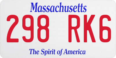 MA license plate 298RK6