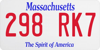 MA license plate 298RK7
