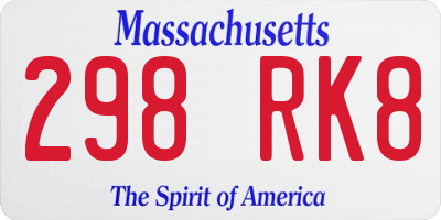 MA license plate 298RK8