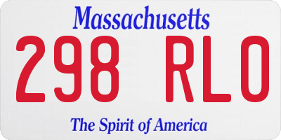MA license plate 298RL0