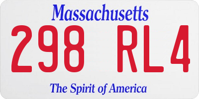 MA license plate 298RL4