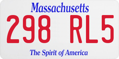 MA license plate 298RL5