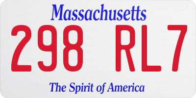 MA license plate 298RL7