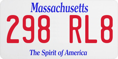 MA license plate 298RL8
