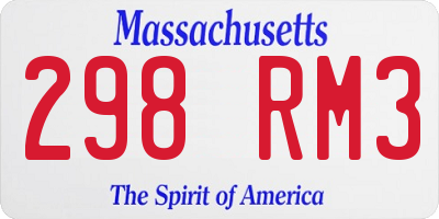 MA license plate 298RM3