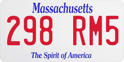 MA license plate 298RM5