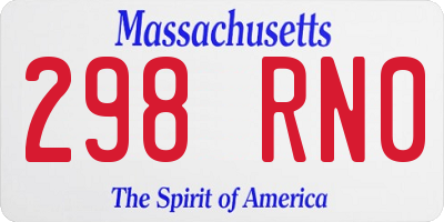 MA license plate 298RN0