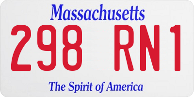 MA license plate 298RN1