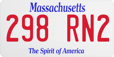 MA license plate 298RN2