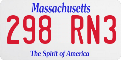 MA license plate 298RN3